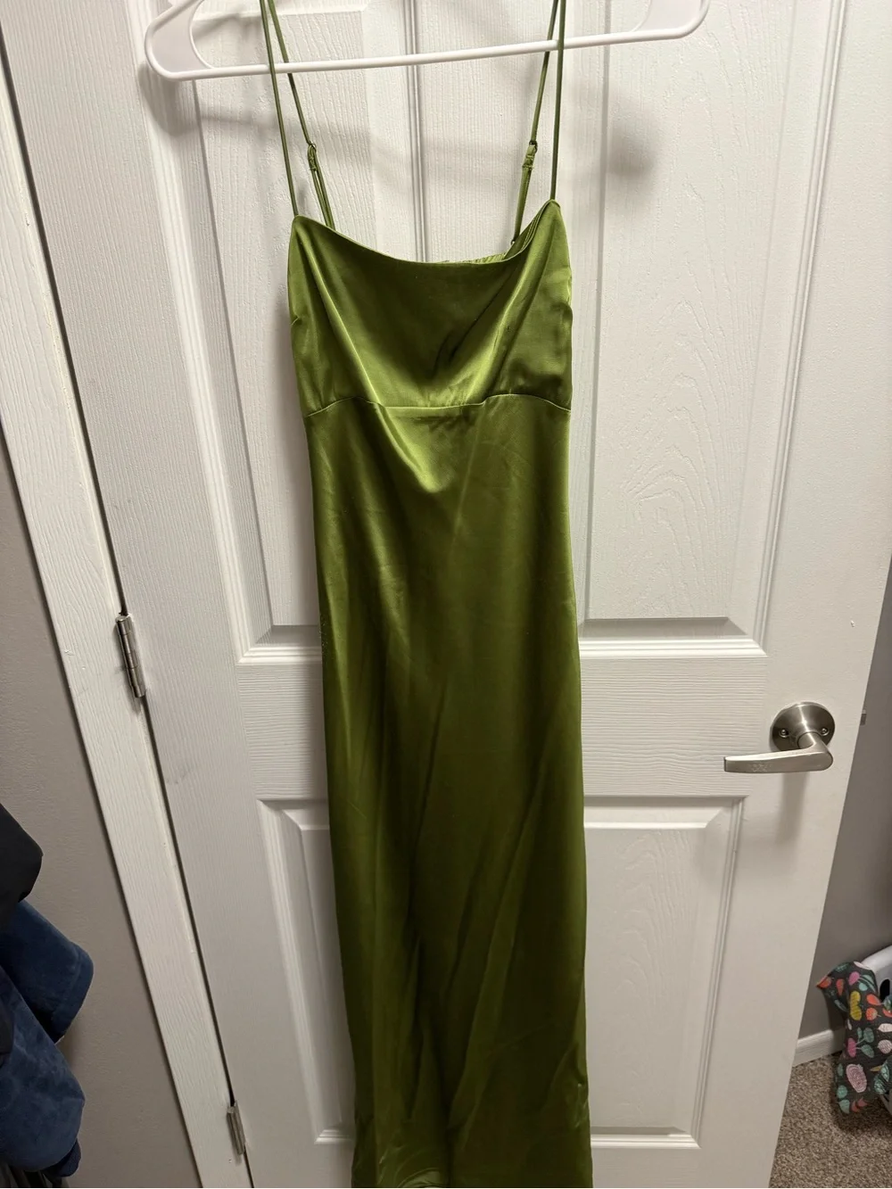 Abercrombie & Fitch Olive Green Satin Maxi Slip Dress